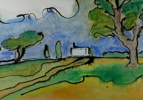 abstract watercolor landscape