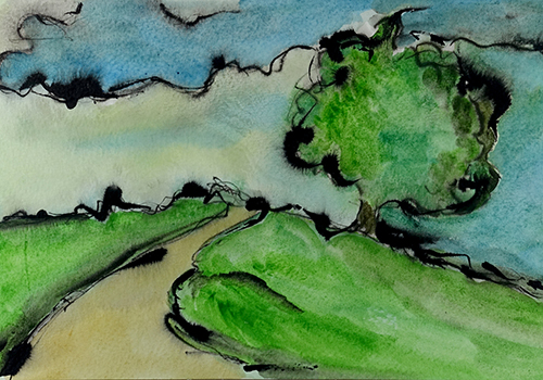 abstract watercolor landscape